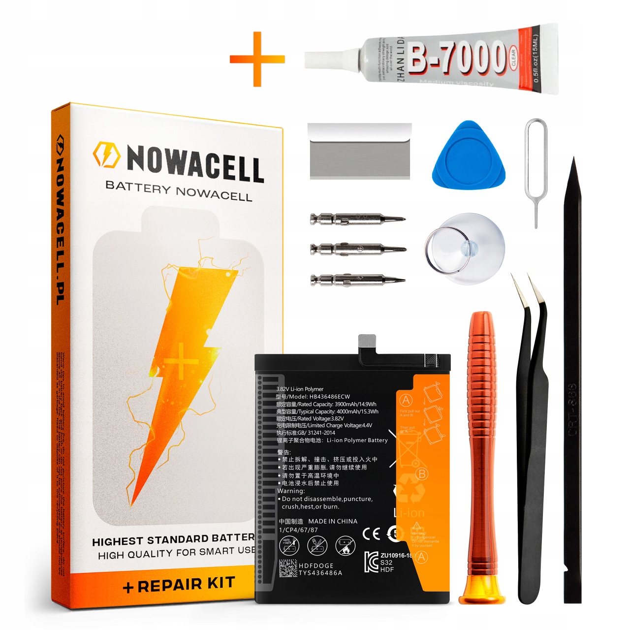 Zestaw Bateria HB436486ECW Klej B7000 do Huawei P20 Pro 4000 mAh Nowacell