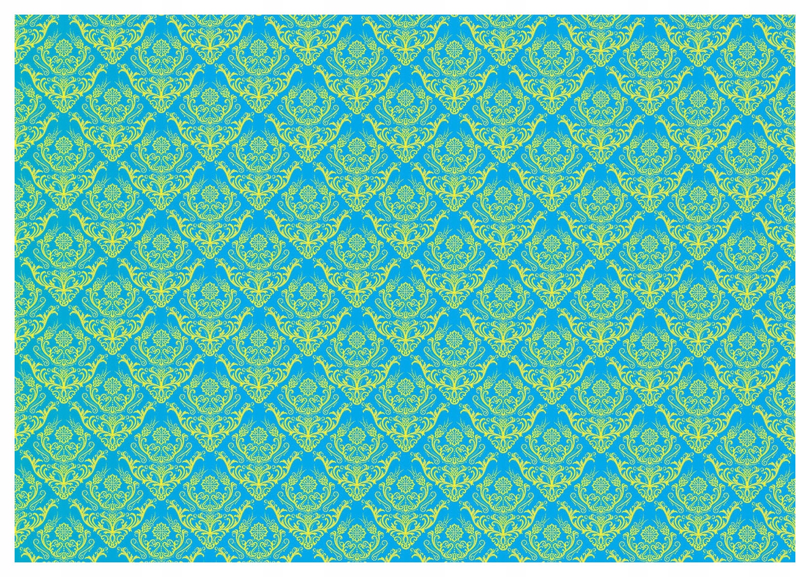 Fototapeta flizelina Modré a žluté Květiny ornamenty damask 350x250 lepidlo