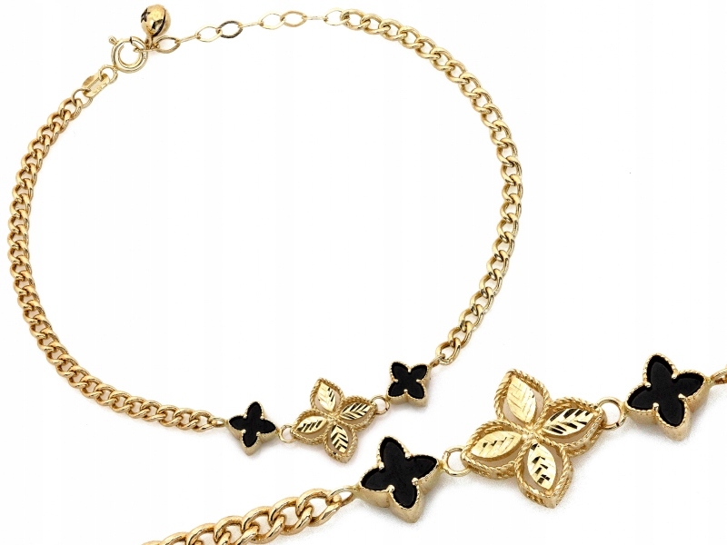 Zlatý náramek 585 s jetelem pro štěstí od klenotníka, módní vzor 14k