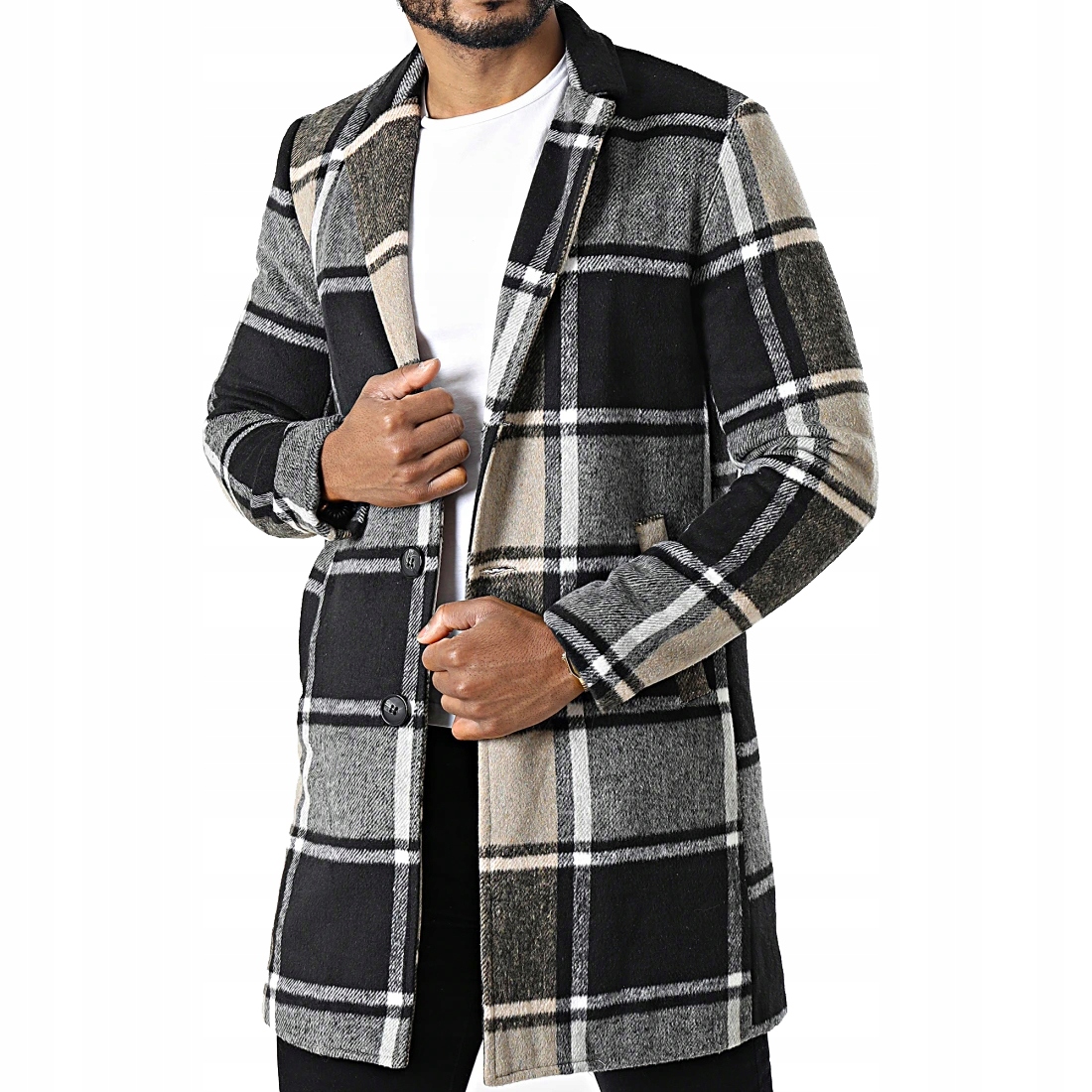 Pánský přechodový kabát Elegantní Casual Klasický Mřížkový