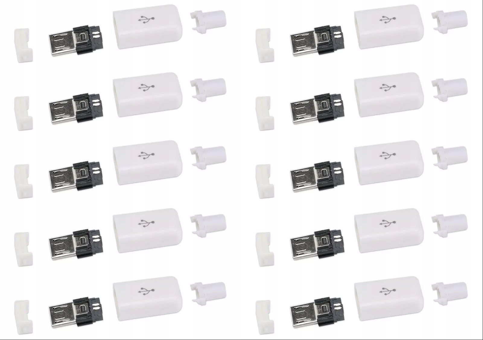 

10 Sztuk Biały Wtyk Wtyczka Męska Microusb 5PIN