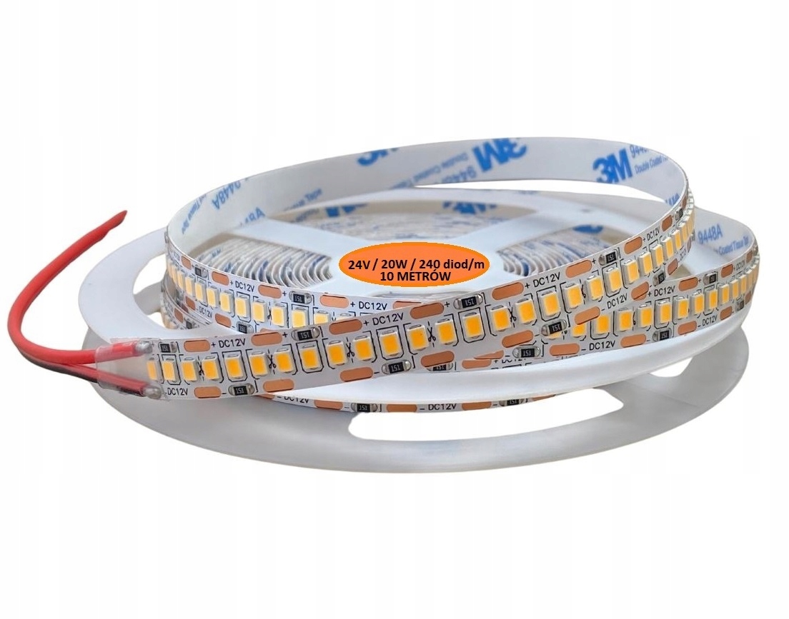Taśma Led Smd 2835 24V 20W Neutralna 4000k 5m Jakość Premium Mocna 3M