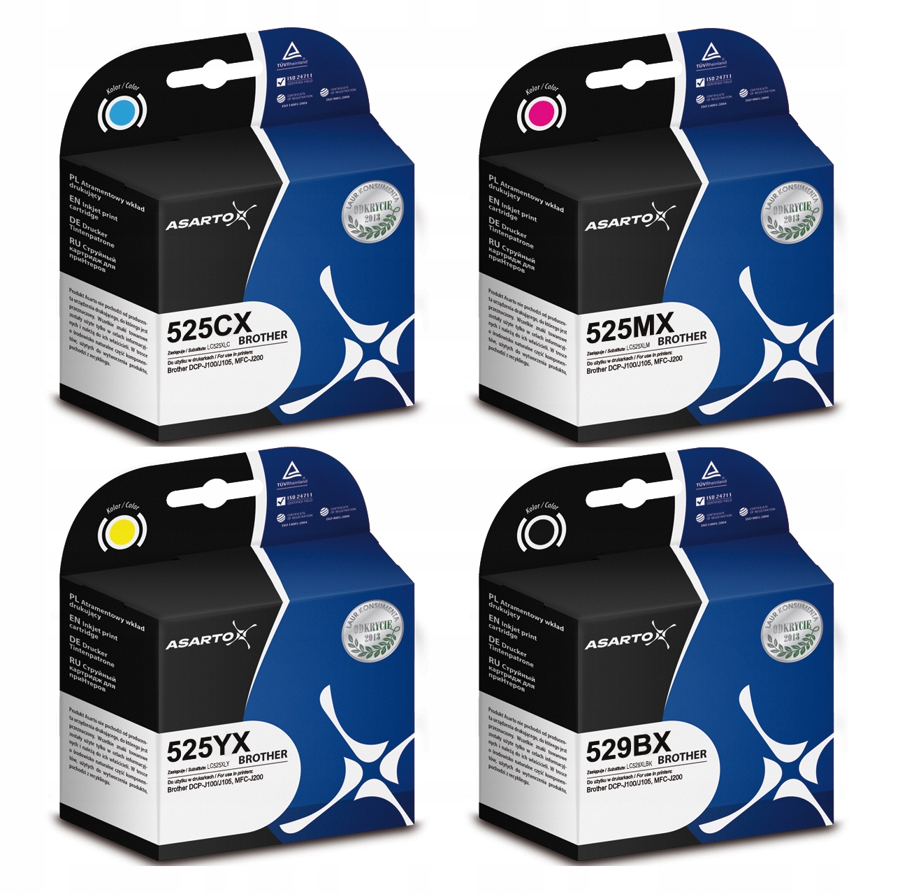 

4x Asarto do Brother DCP-J100 J105 J200 LC529 XL