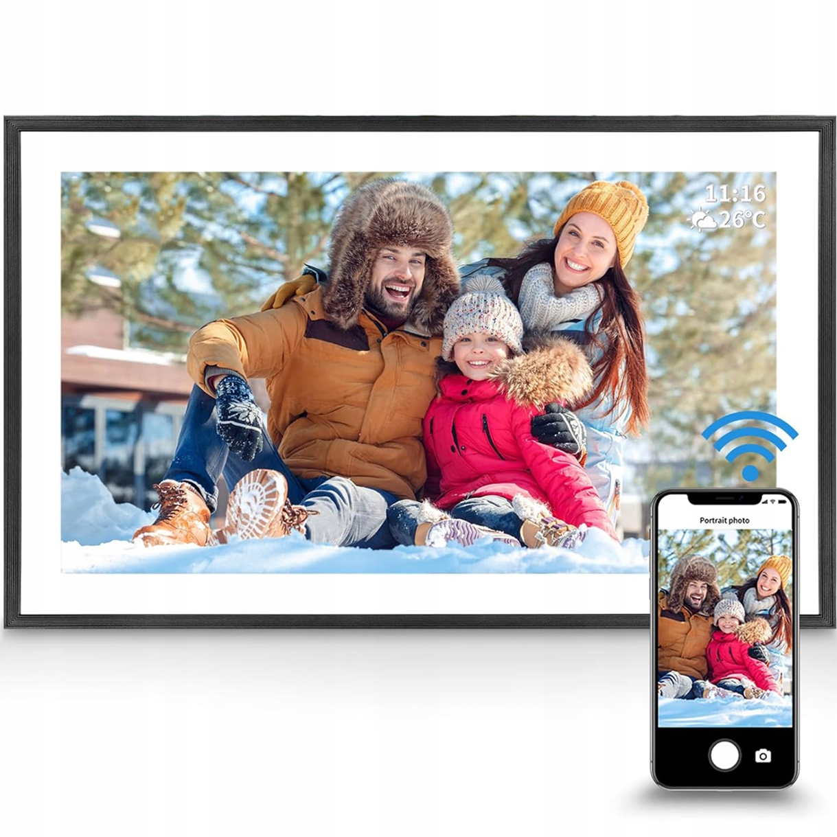 Digitální Rámeček Na Fotografie 15,6" Wi-fi, Dotykový, 32GB Paměti, Černý Okraj