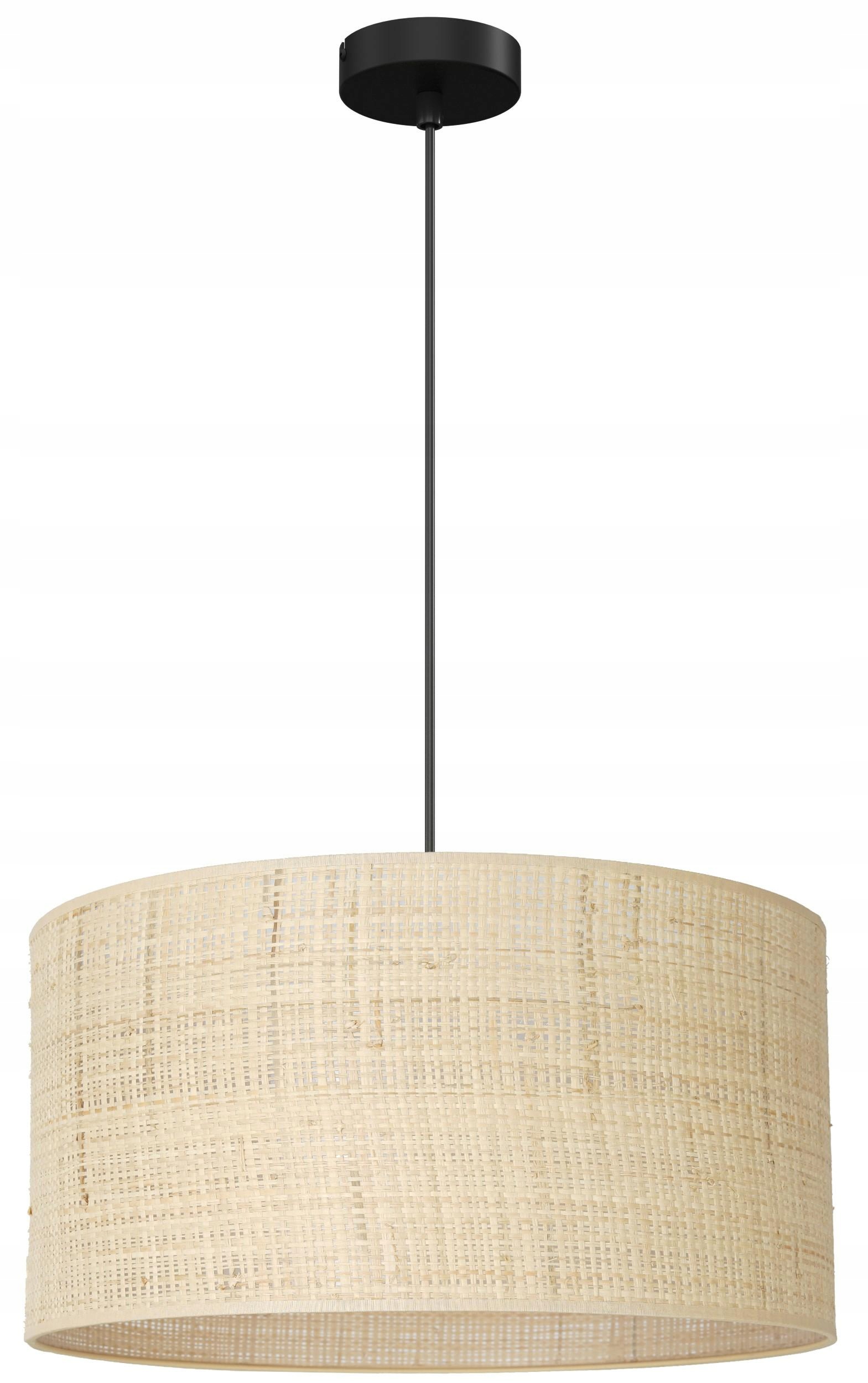 Závesná stropná lampa Rattan čierna béžové tienidlo 1xE27 40 cm klasická