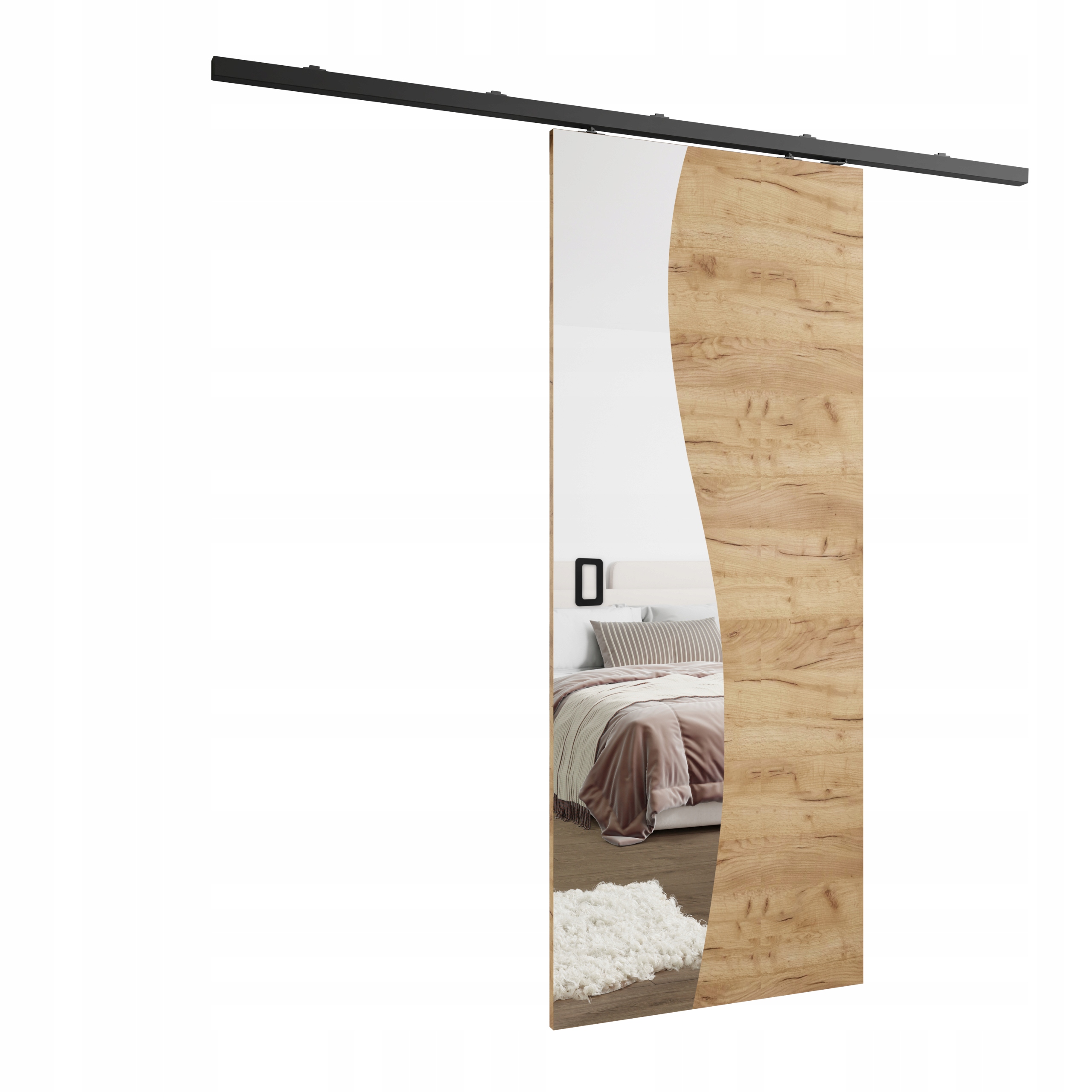 Posuvné nástěnné dveře HS-45 Bajla 70 dub craft zlatý zrcadlo