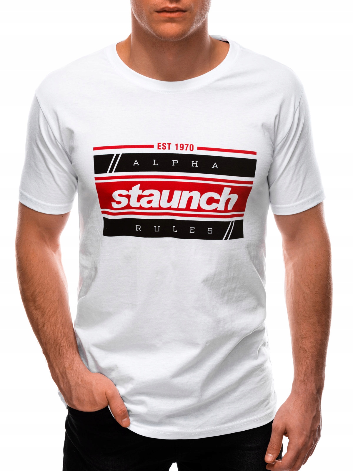 

T-shirt męski z nadrukiem 1567S biały XXL