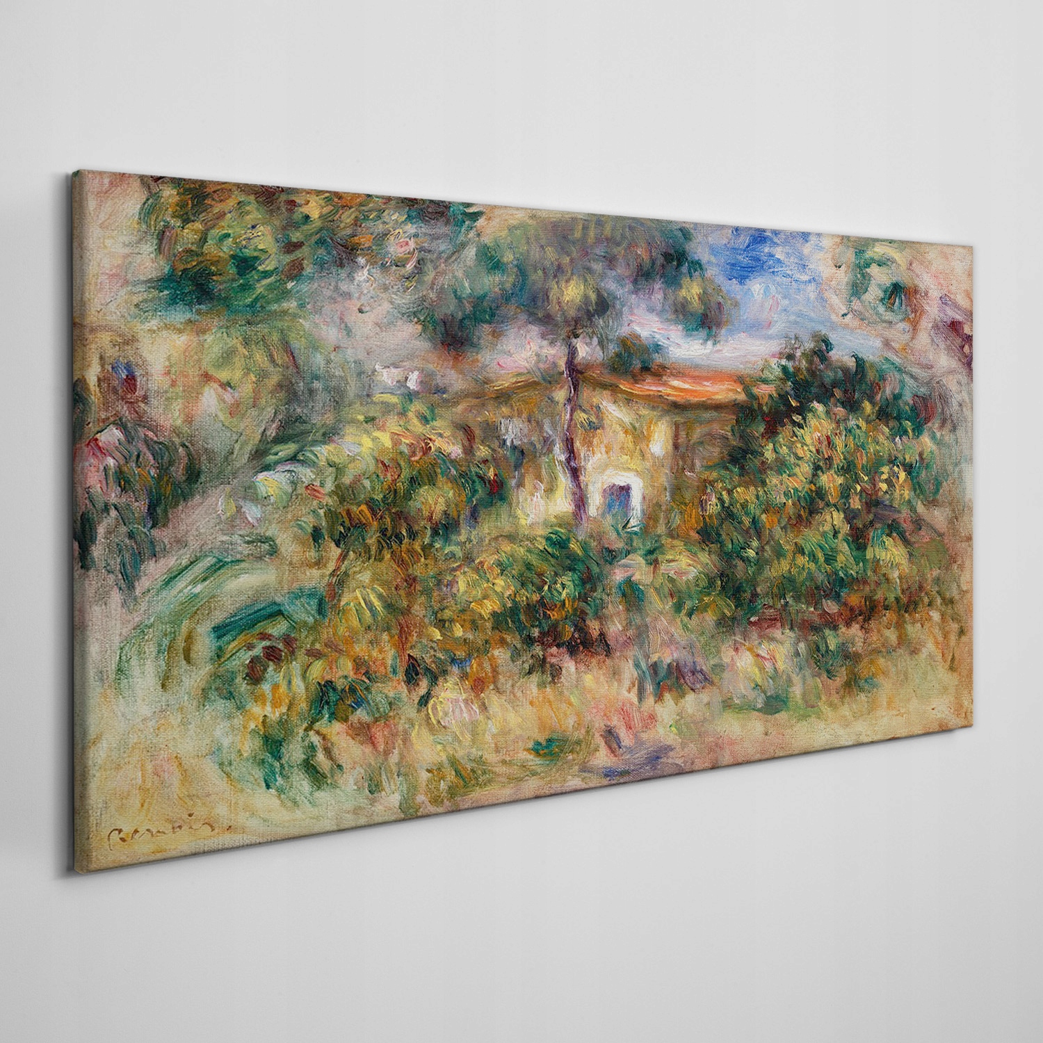 

Płótno obraz na ścianę Drzewa dom krzewy 140x70 cm