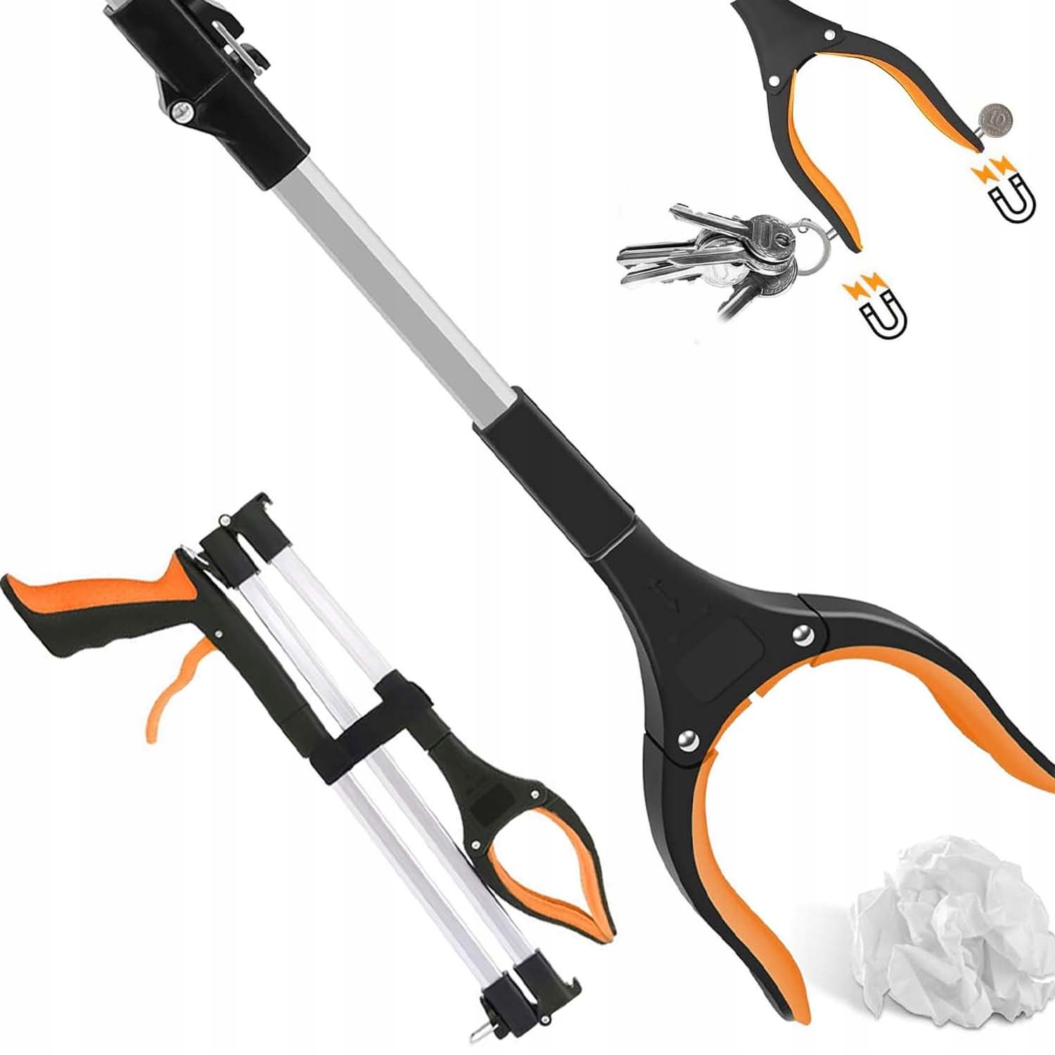 Szczypce Chwytak Dla Seniora Z Magnesem Składany Zbierania Do Śmieci 110CM