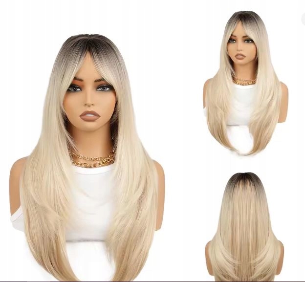 Paruka Esmee Dlouhá vlnitá hříva Ombre Platinová Blond 60 cm LC10#