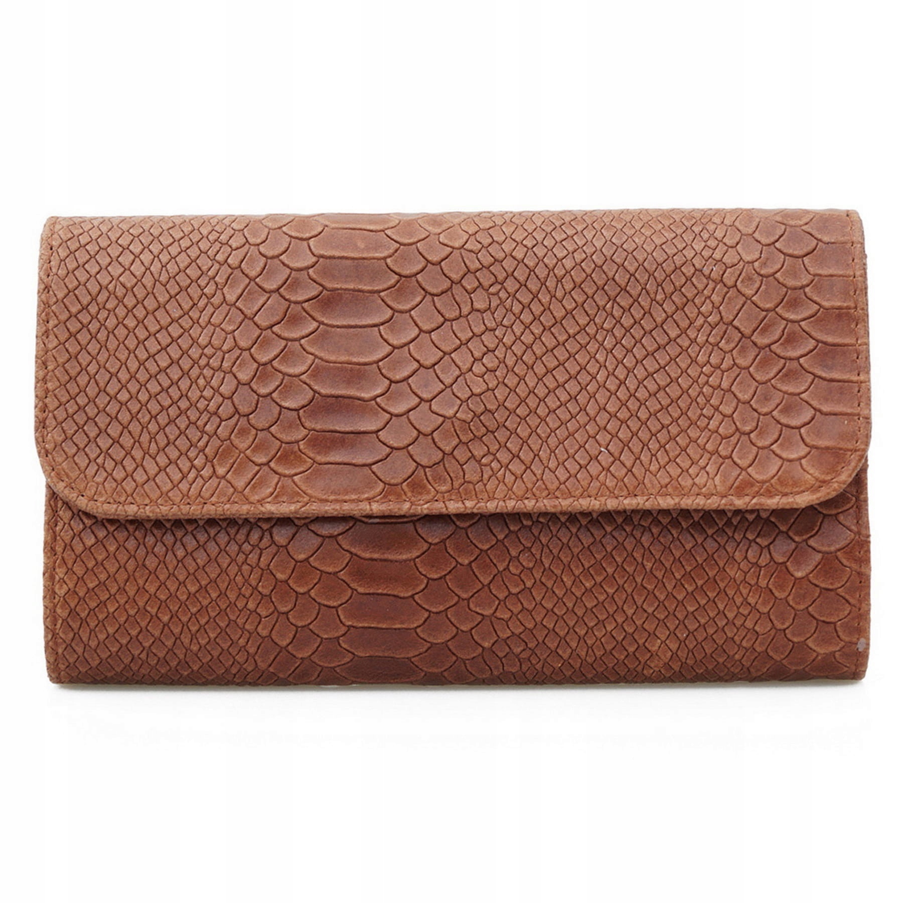 

Torebka skórzana kopertówka skóra wężowa Brązowa