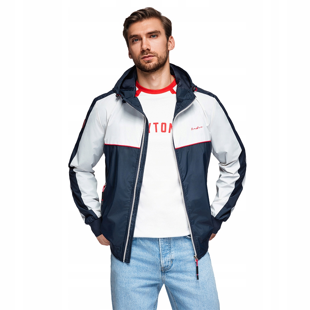Pánská kontrastní větrovka modro-bílá V1 OM-JANP-0228 vel. XXL