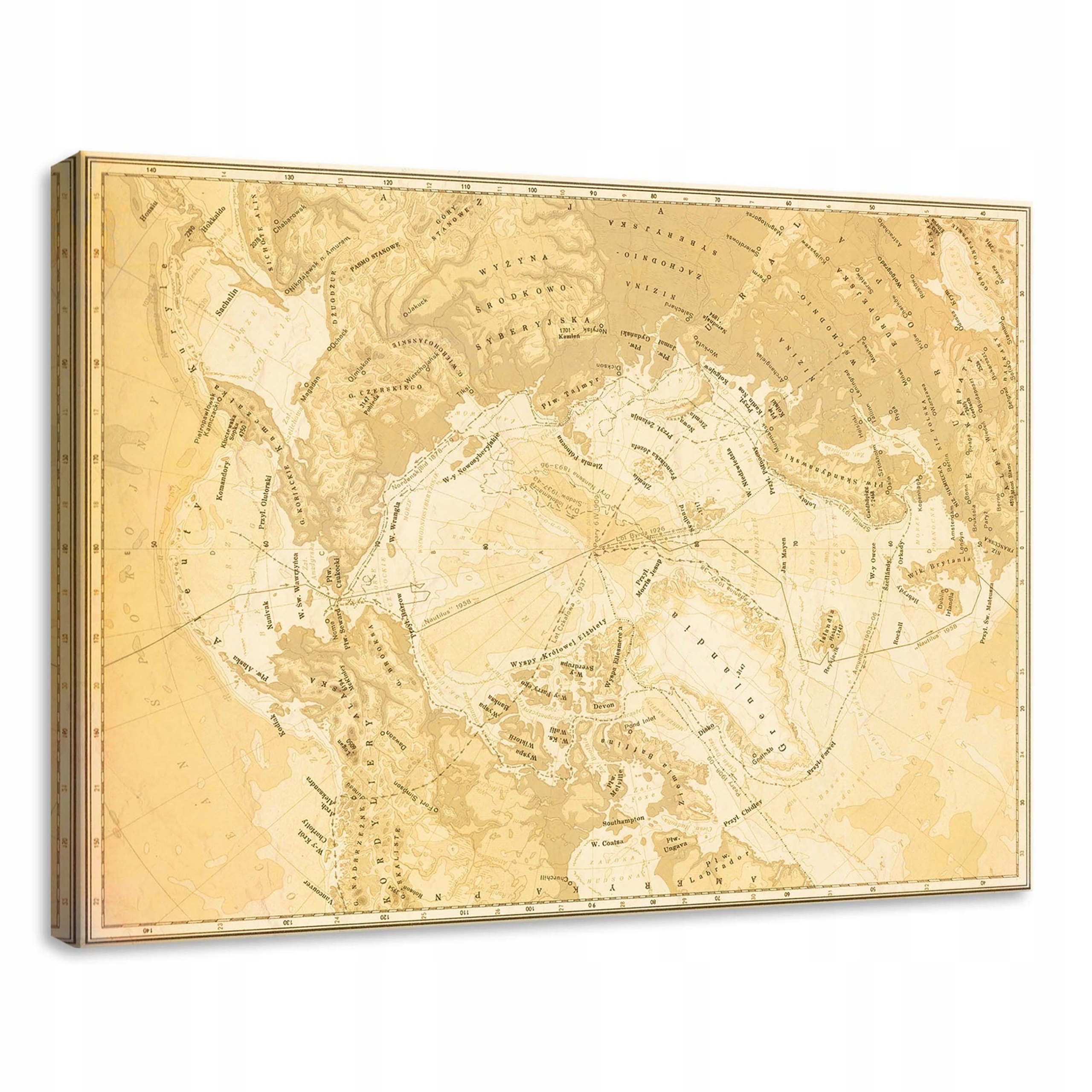 Obraz 70x50 Stará mapa světa Arktida vintage geografie kartografie výzdoba