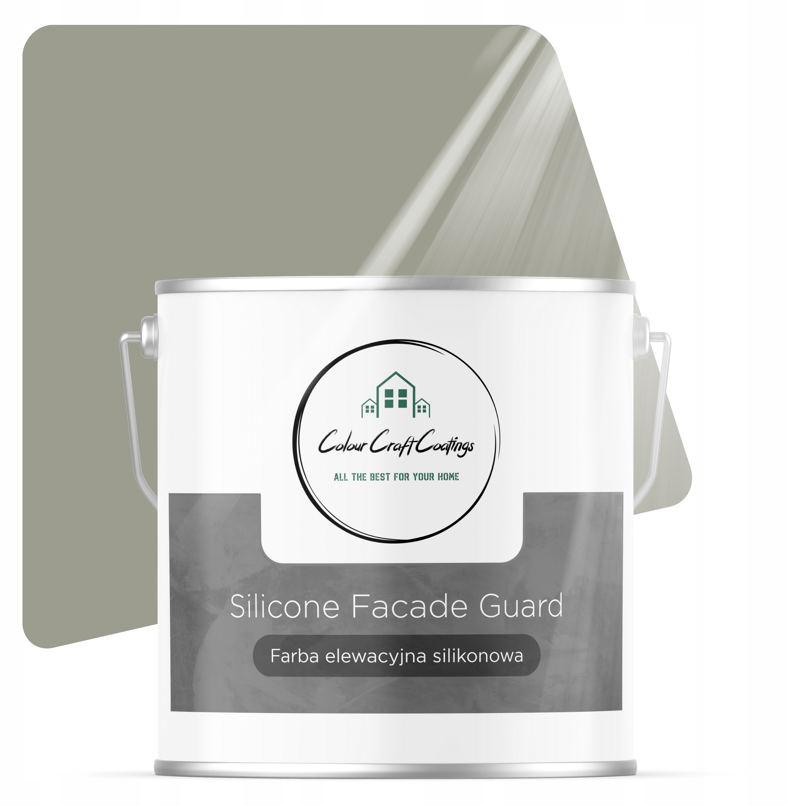 Barva Silikonová Vnější Fasádní Barva Šedo-zelená 5L F475