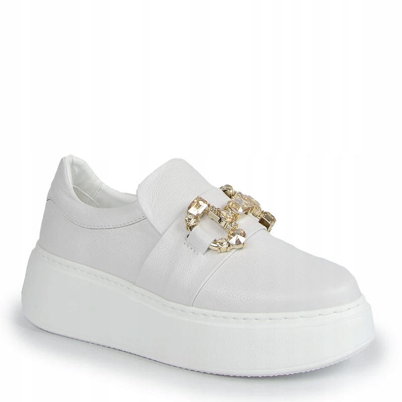 Chebello 4320 Bílé Kožené Tenisky S Ozdobou 38