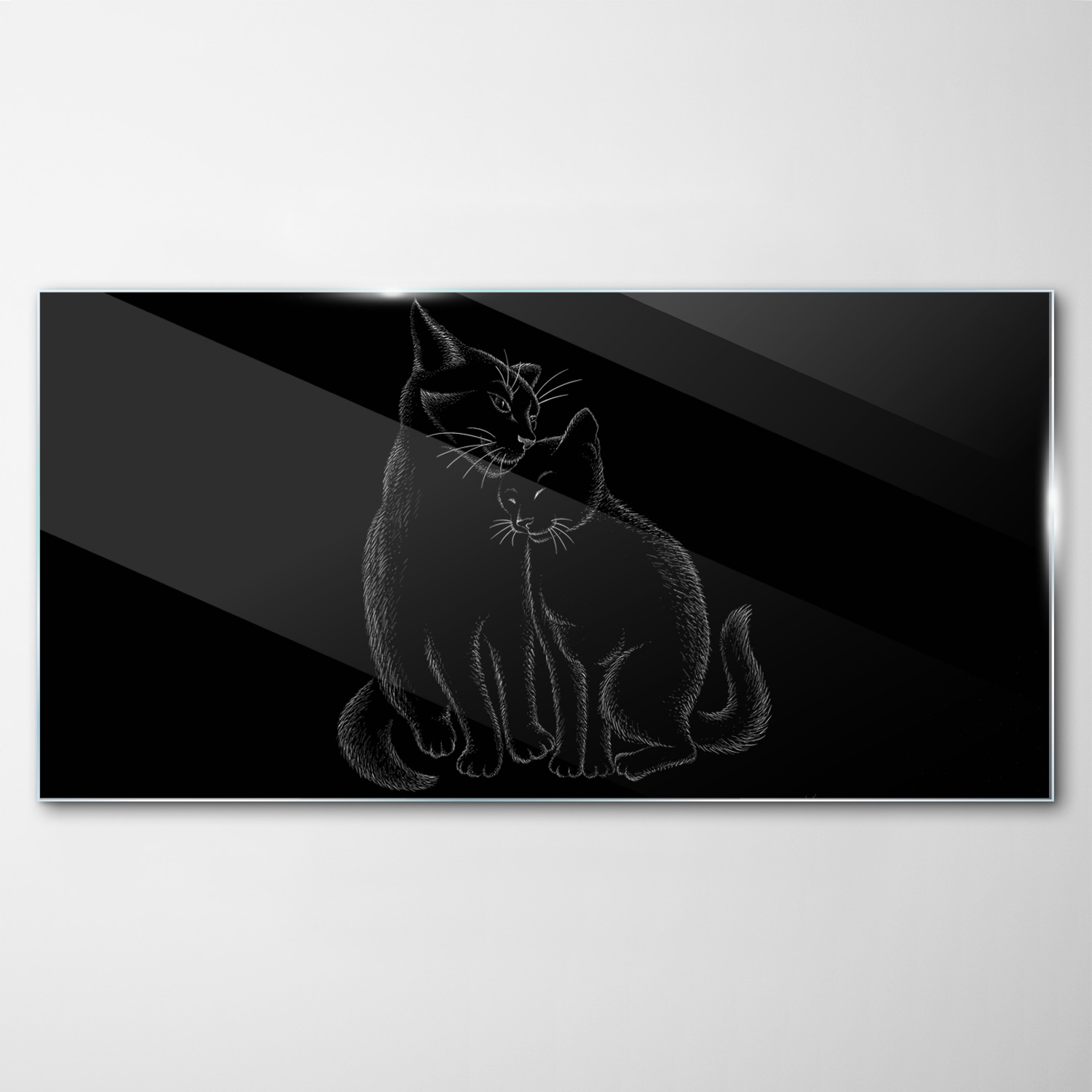 Tvrdený sklenený obraz Mačka Láska Tetovanie 120x60