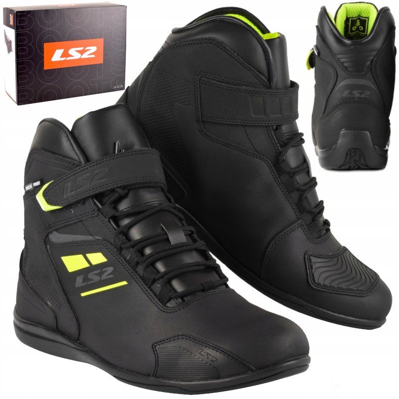 Pánske motocyklové topánky LS2 LS2 Garra Wp Black H-v Yellow Veľkosť 46