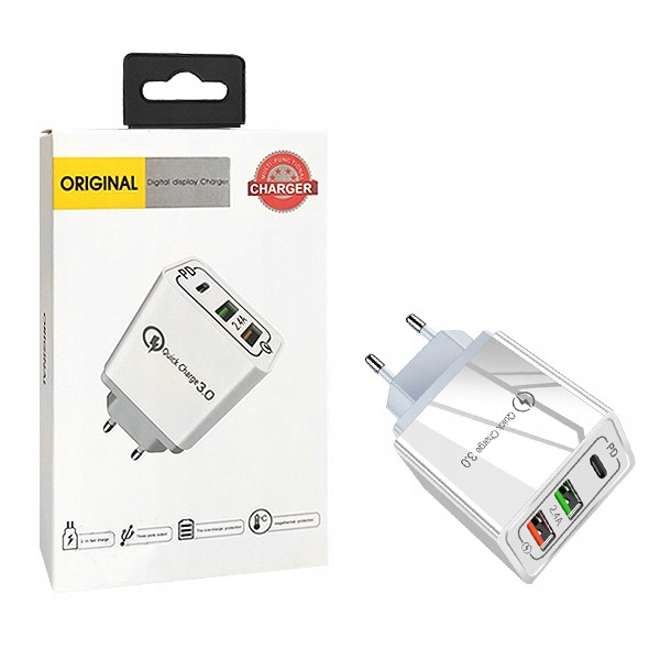 ŁADOWARKA SIECIOWA SZYBKA 20W QC 3.0 3XUSB PD Kod producenta AR-OC-PD
