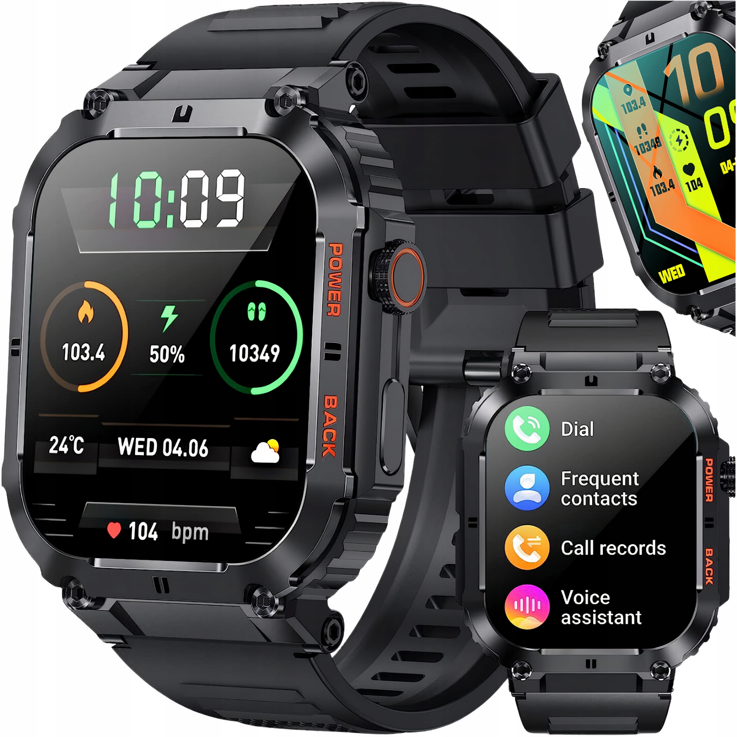 Smartwatch Zegarek Męski Militarny Rozmowy Wielofunkcyjny Pomiary Menu Pl
