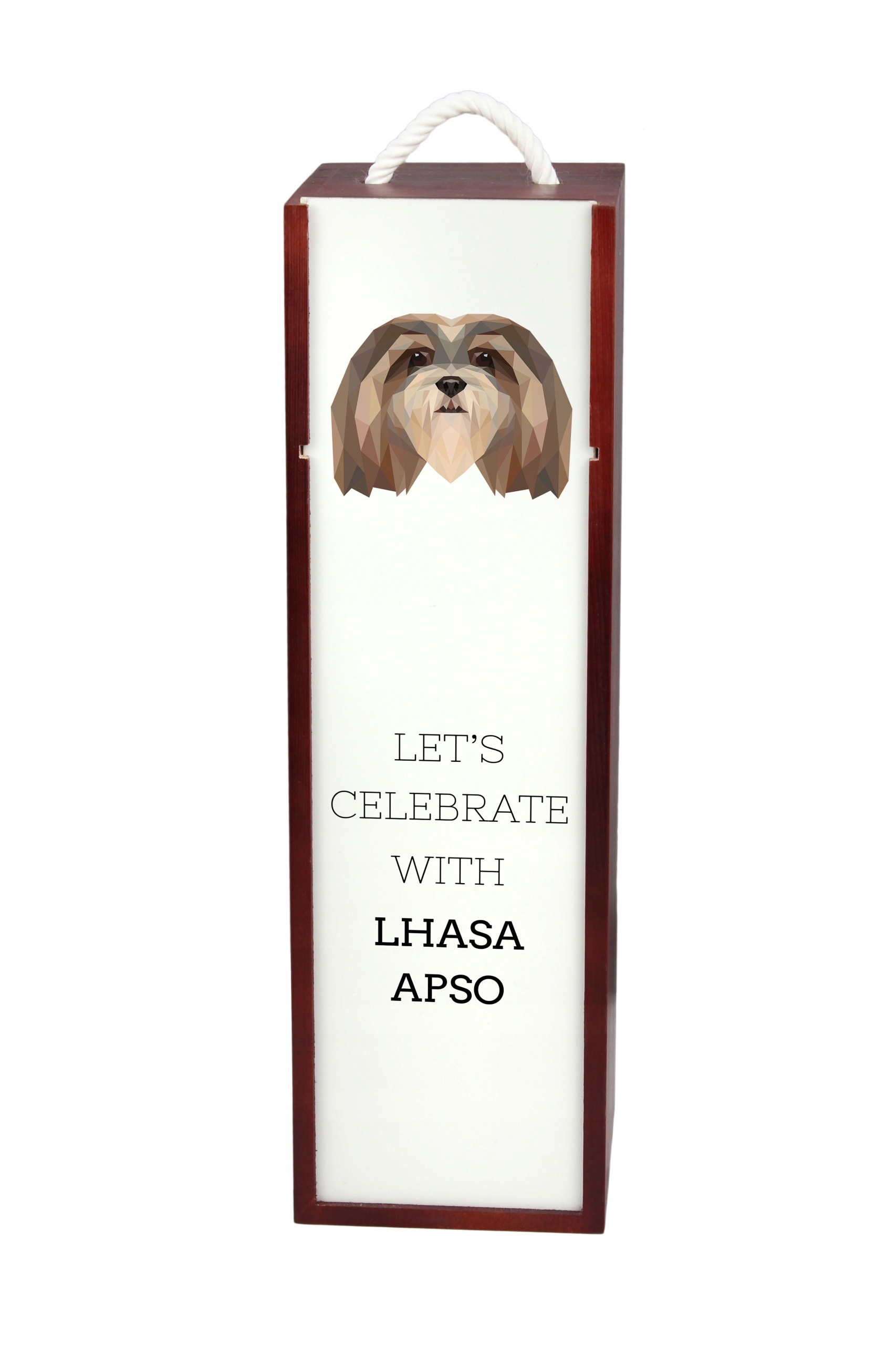 Lhasa Apso krabička na víno, láhev alkoholu s geometrickým psem