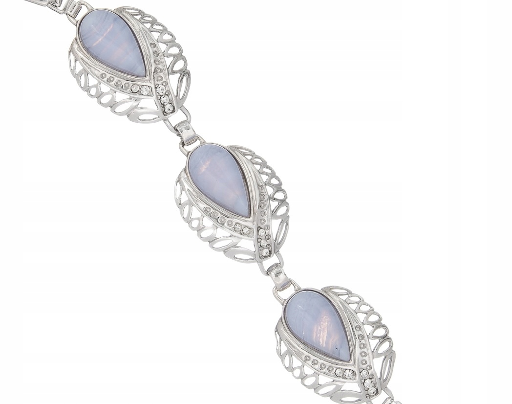 Stříbrný Náramek Achát Blue Lace Rhodiovaný