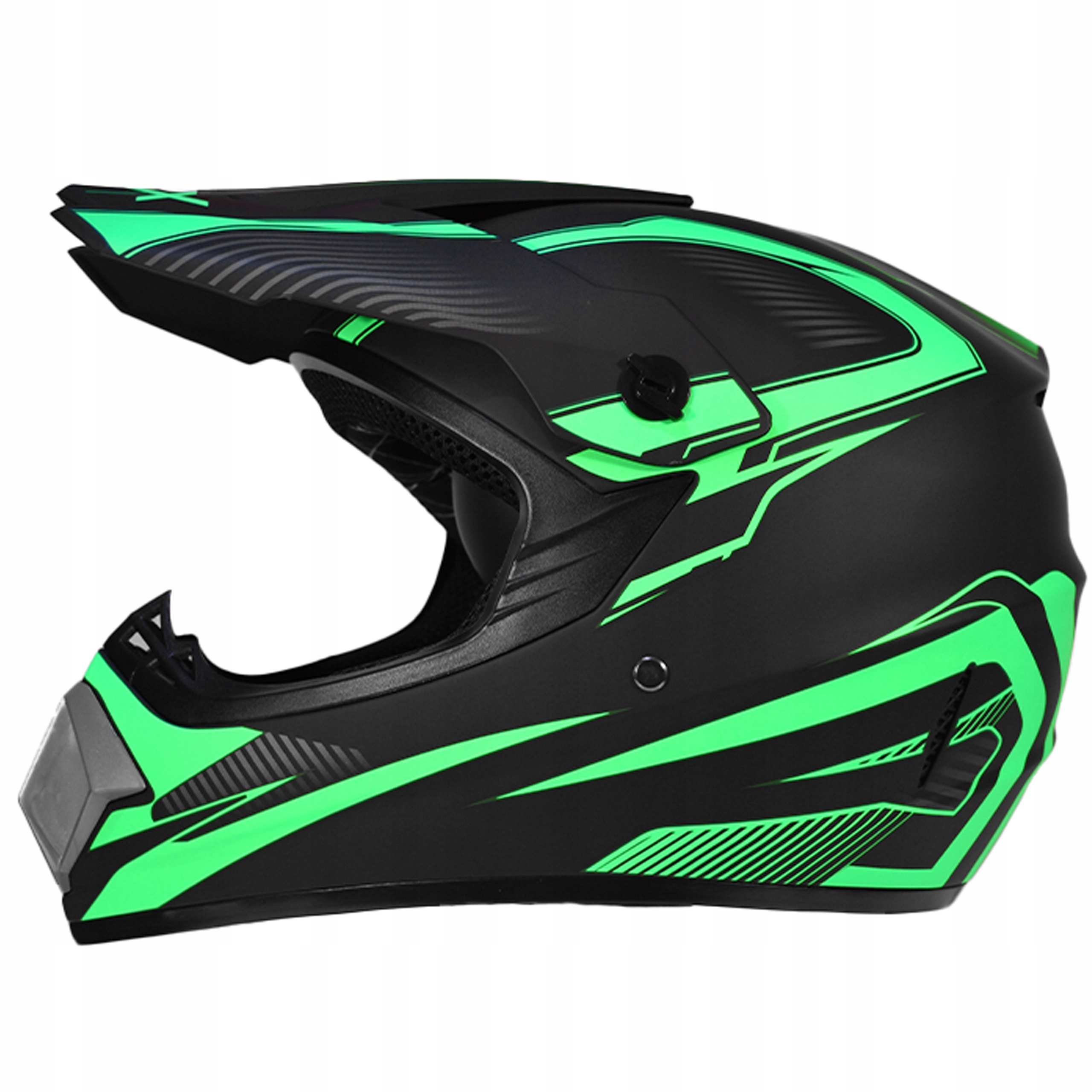 Kask Crossowy Enduro Quad Atv Bmx Hulajnoga Elektryczna czarno-zielony L