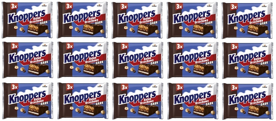 Levně 15 x 120 g Knoppers Tyčinka Ořechová tmavá 3-balení Karton