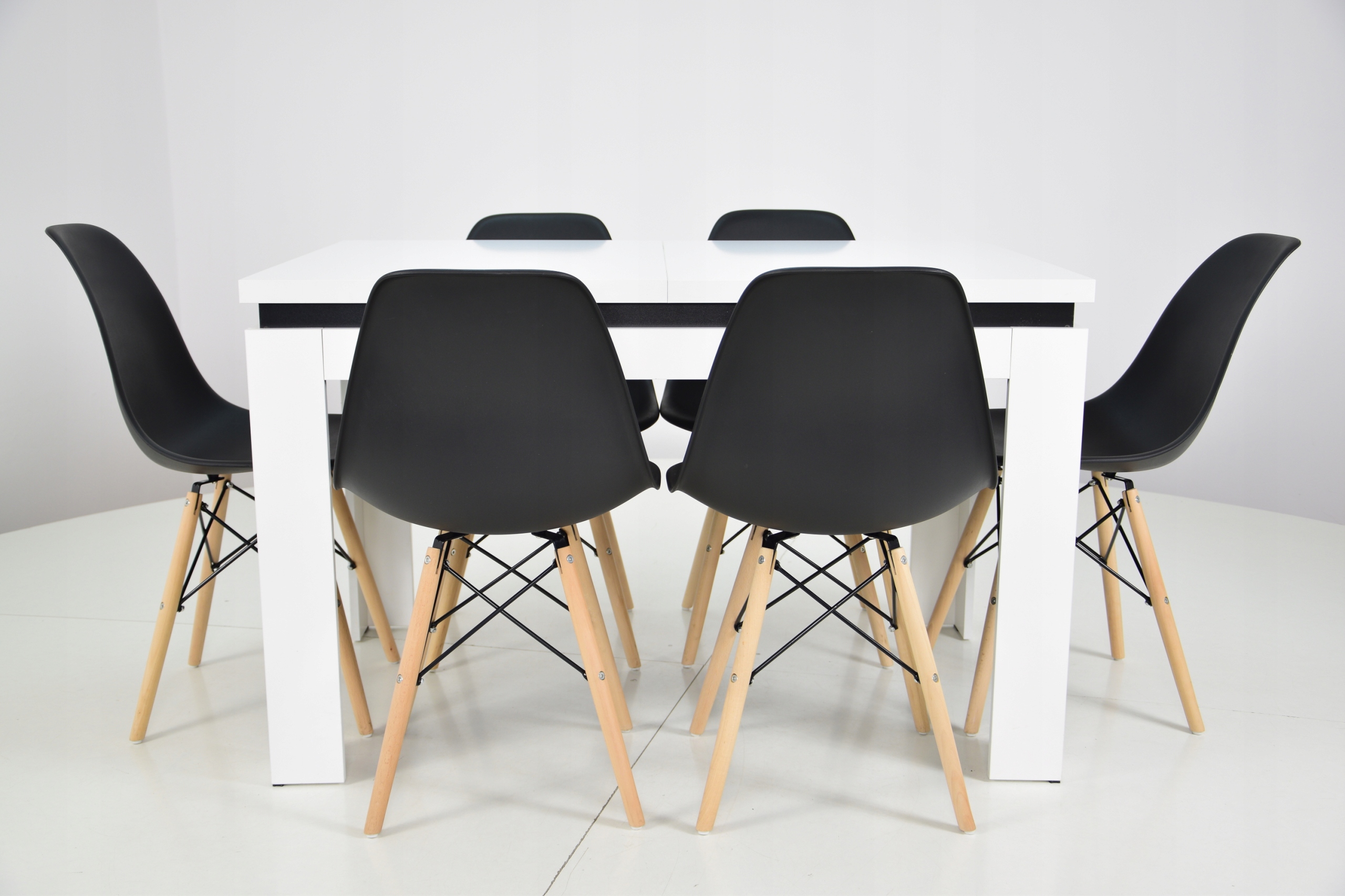 Stół 80x120/160 i 6 krzeseł Kubełek Biały Marka inna