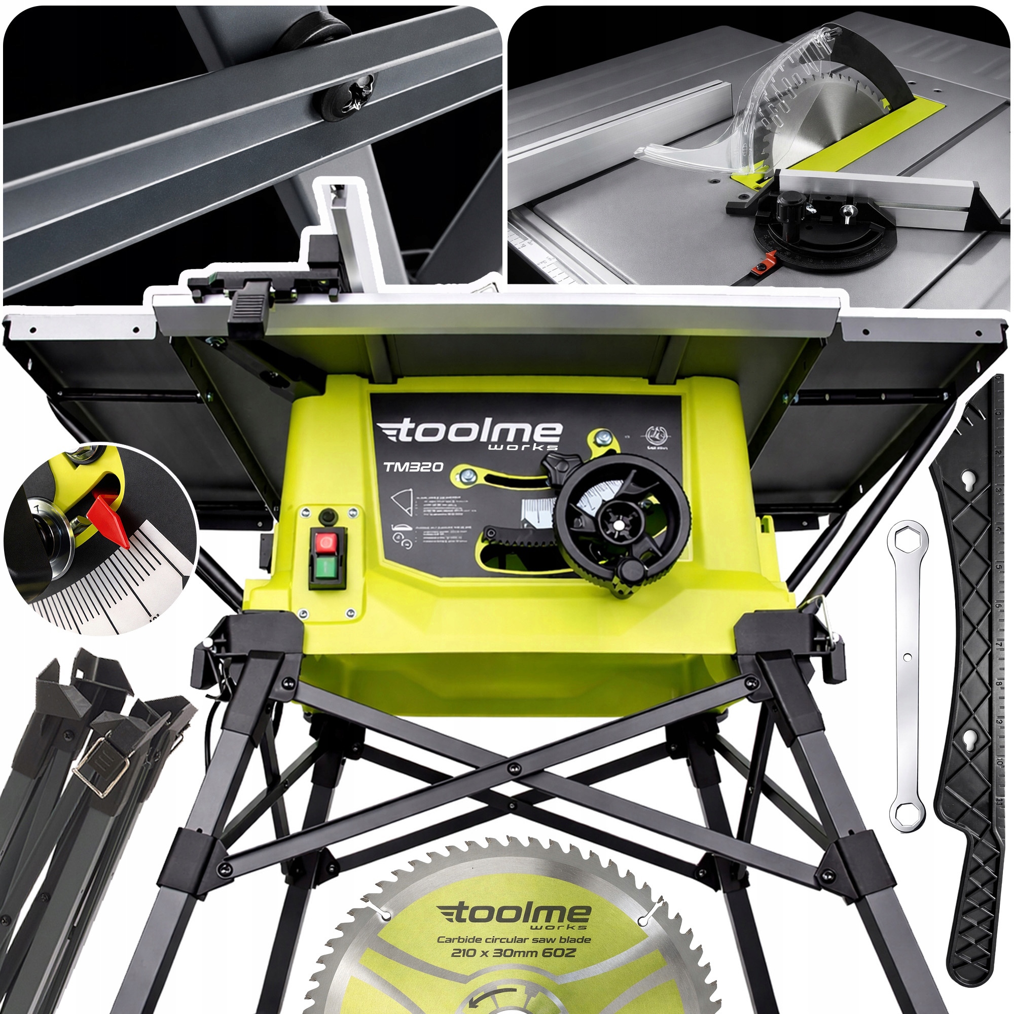 Stolní Pila 2200W krajzega řezačka 4 Desky Soft Start cirkusová TM320