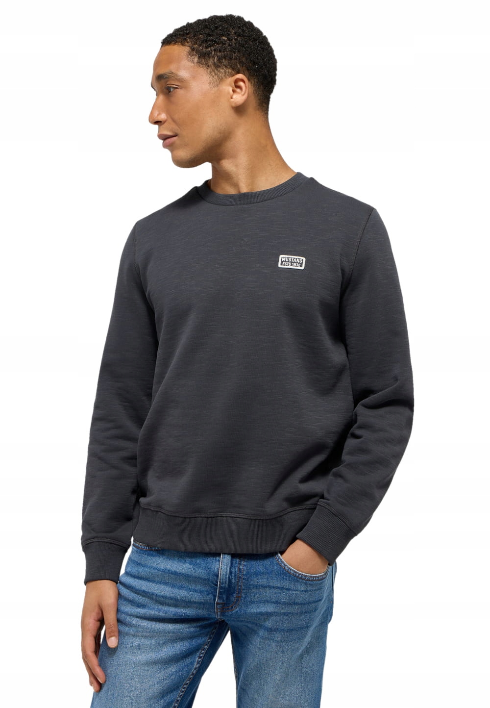 Dresová Mikina Bez Kapuce Pánská Grafitová Bavlněná Mustang XXL