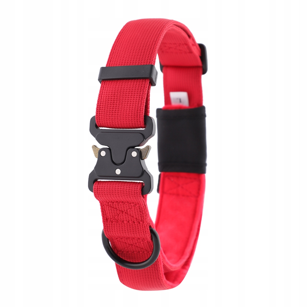 Levně Obojek široký červený pro velkého psa, silný, s úchytem Huggy Doggy XL