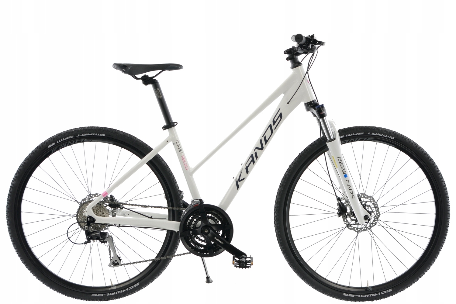 Rower Crossowy 28 Kands Crs 1200 biało-różowy połysk R19 wzrost 167-187 cm