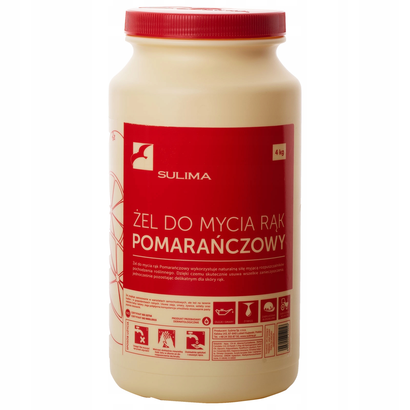 Żel Bhp do mycia rąk Sulima 4 Kg