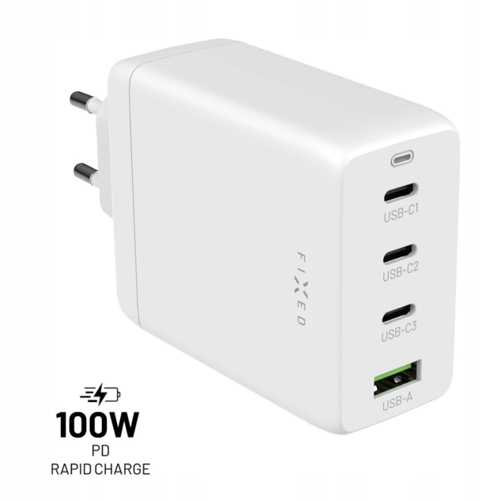 Síťová GaN nabíječka Fixed s 3xUSB-C a Usb výstupem, podpora Pd 3.0, 100W,
