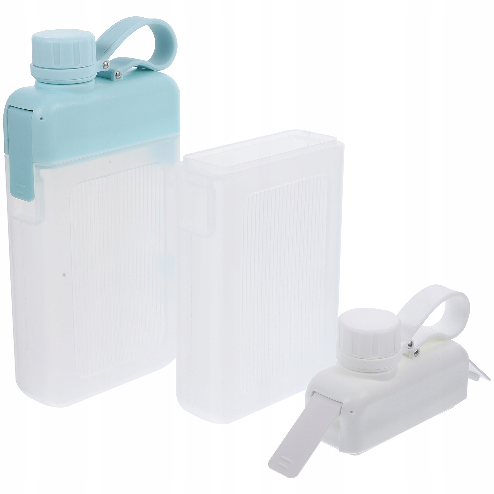 KWADRATOWA BUTELKA NA WODĘ PŁASKIE KIELISZKI SPORTOWE Kolor dominujący wielokolorowy