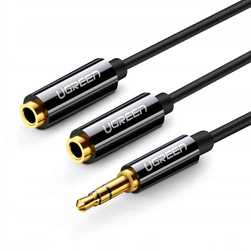 Rozdzielacz audio Aux kabel jack 3,5 mm Ugreen AV123, 25cm (czarny)
