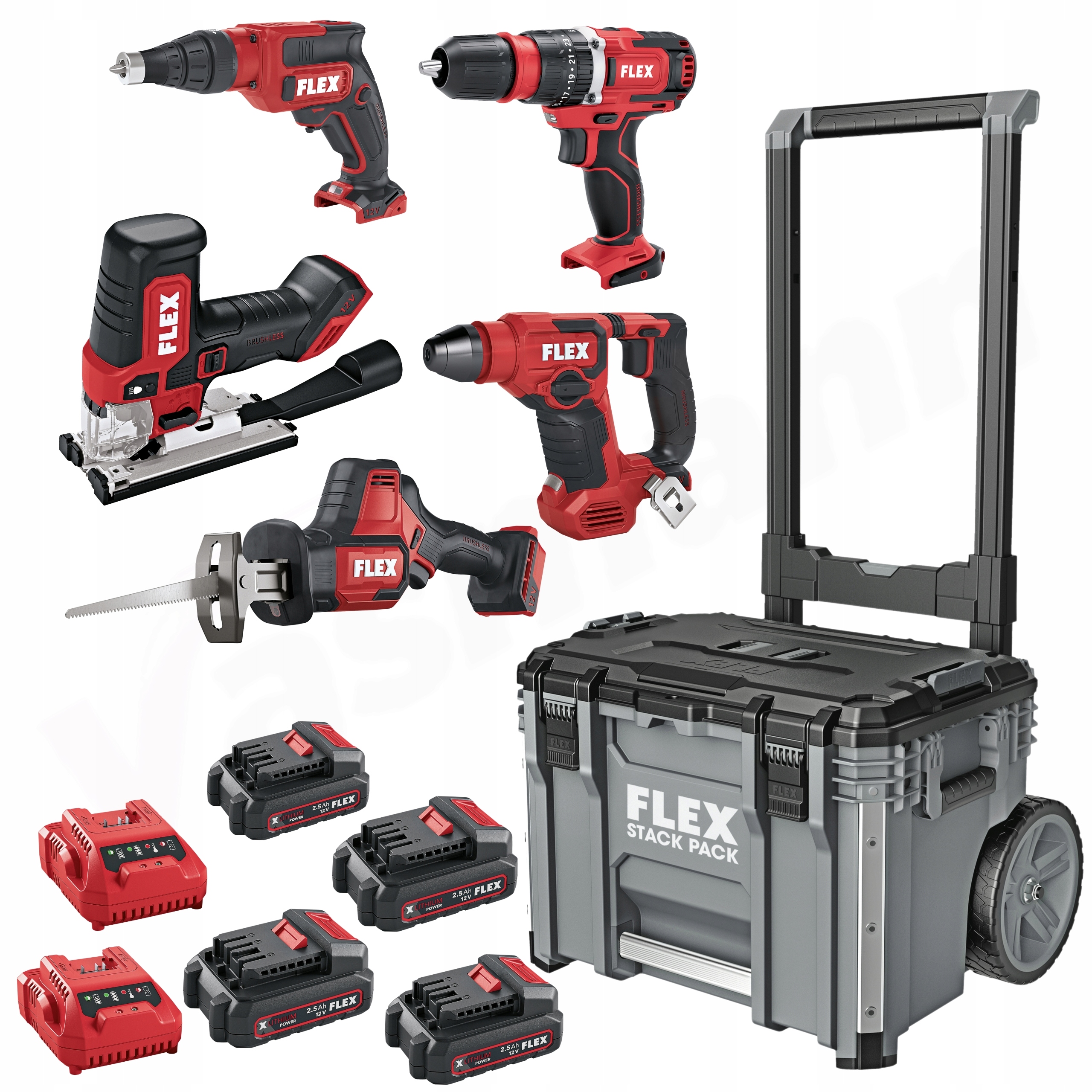 Zestaw narzędzi akumulatorowych Flex Stackpack 12V w skrzyni transportowej