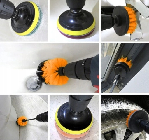 SZCZOTKI SPRZĄTAJĄCE NA WKRĘTARKĘ WIERTARKĘ + PADY Marka inny