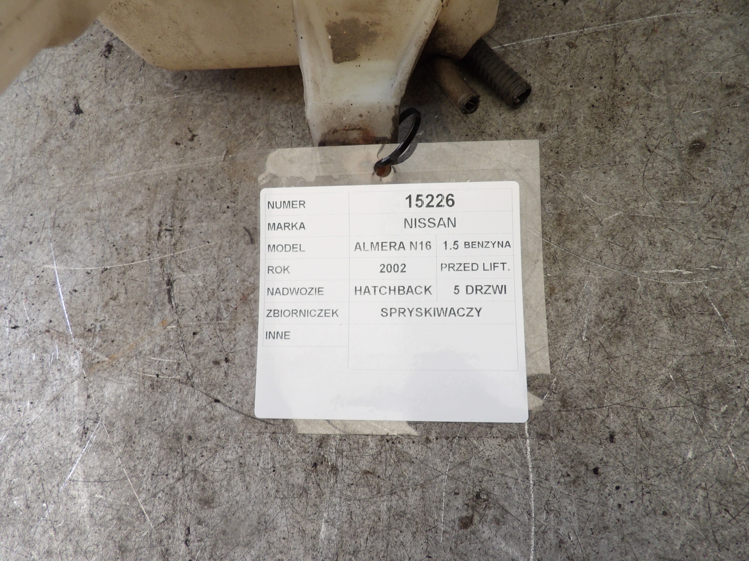 Nissan Almera N16 vaschetta serbatoio acqua tergicristalli