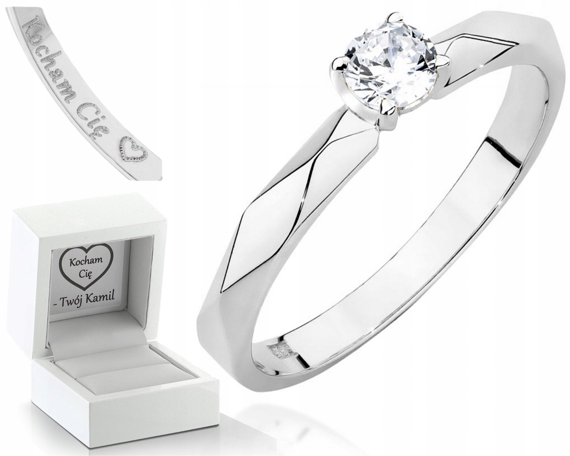 Prstýnek S Briliantem 0,20 Ct Gravírování Pro Ženu