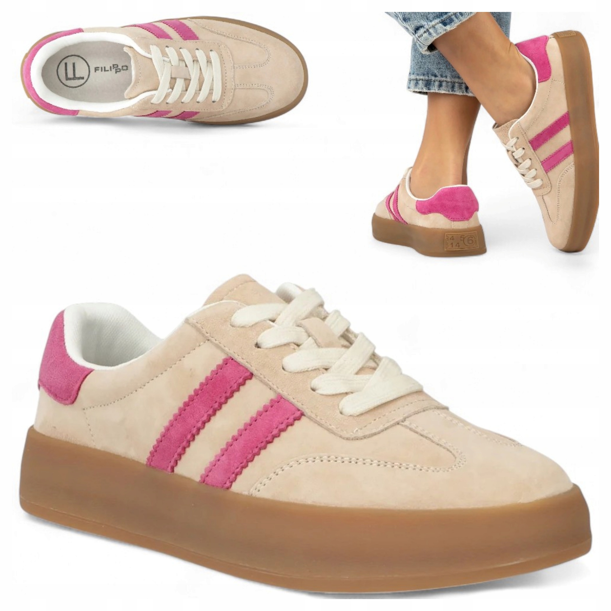 Półbuty damskie Skórzane Filippo 40 buty damskie na platformie jesienne