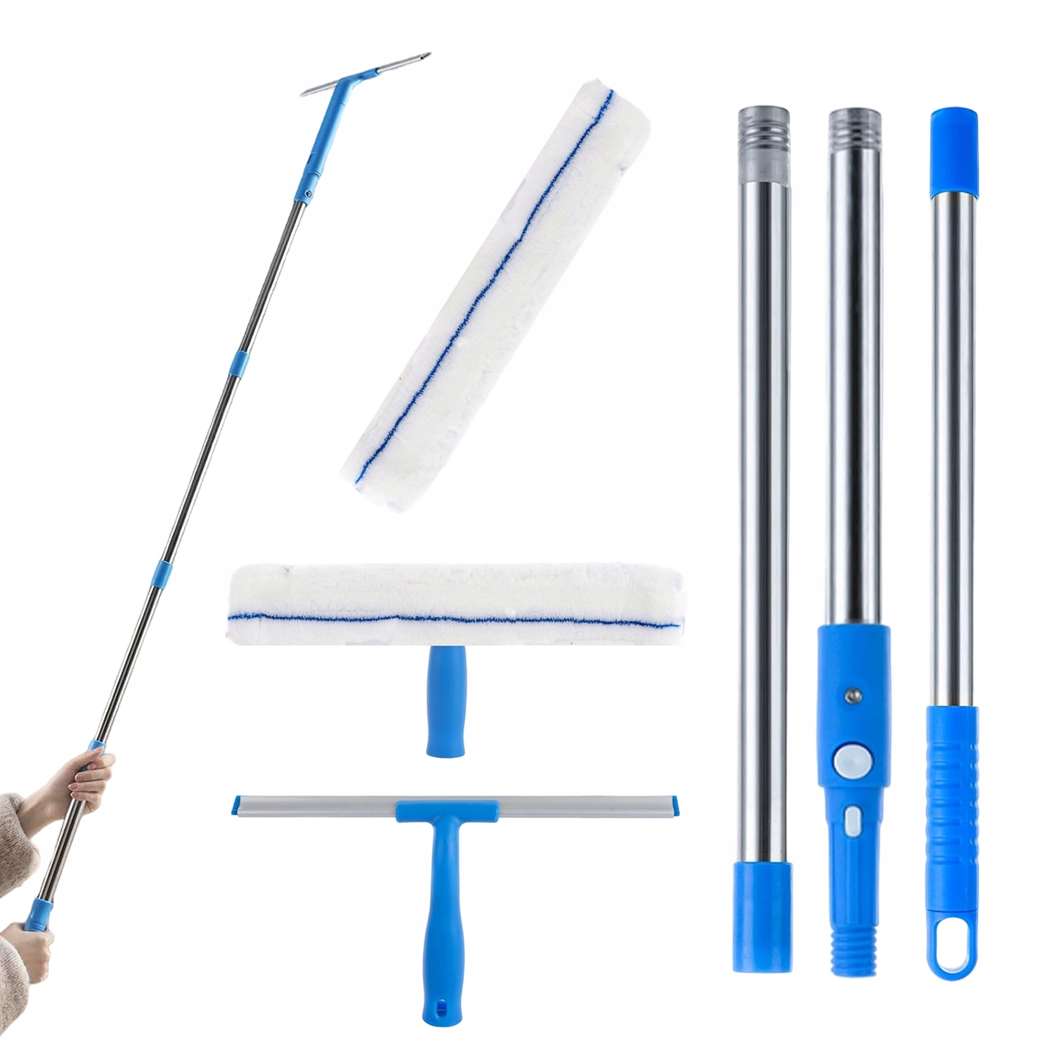 Levně Stěrka A Čisticí Kartáč Z Mikrovlákna 2V1 1,2 M Na Okna Zrcadel