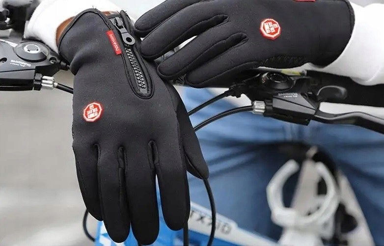 RĘKAWICZKI rękawice SPORTOWE wodoodporne CIEPŁE do bieganie ROWER dotykowe Kolor czarny