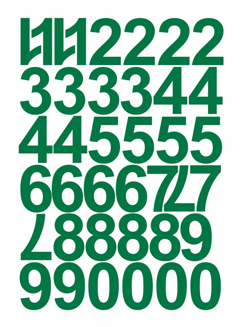 Cyfry samoprzylepne 4cm Naklejki Trawiasto zielone