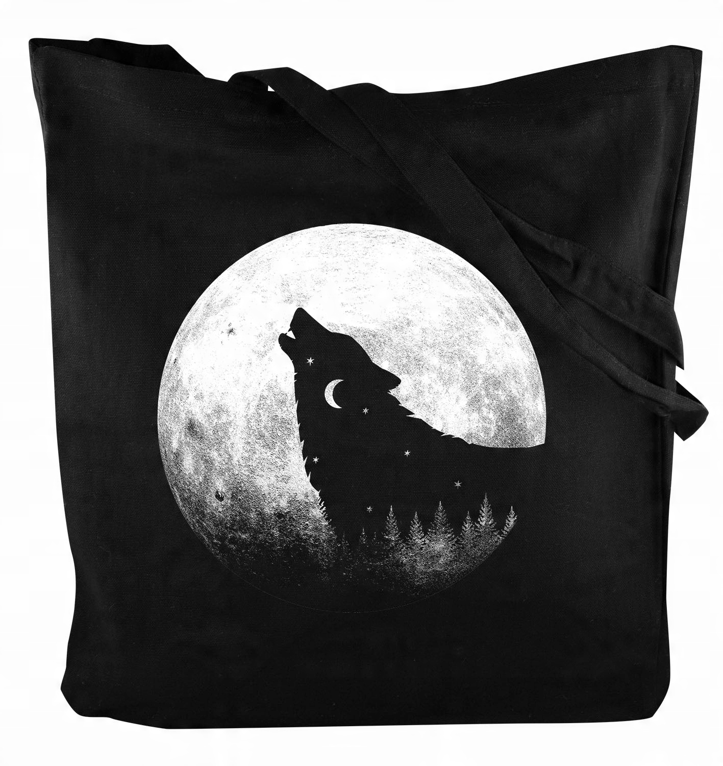 

Torba bawełniana czarna księżyc moon z nadrukiem