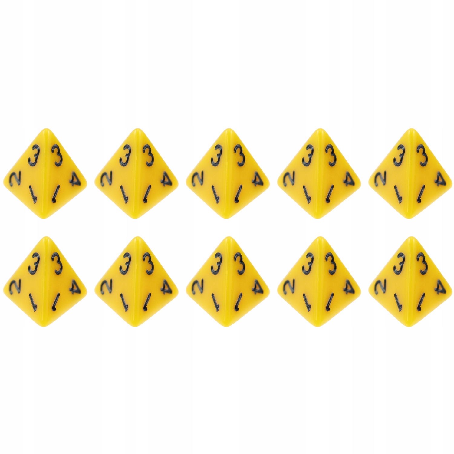 ZESTAW 10 KOSTEK K4 RPG ŻÓŁTA KOŚĆ CZTEROŚCIENNA