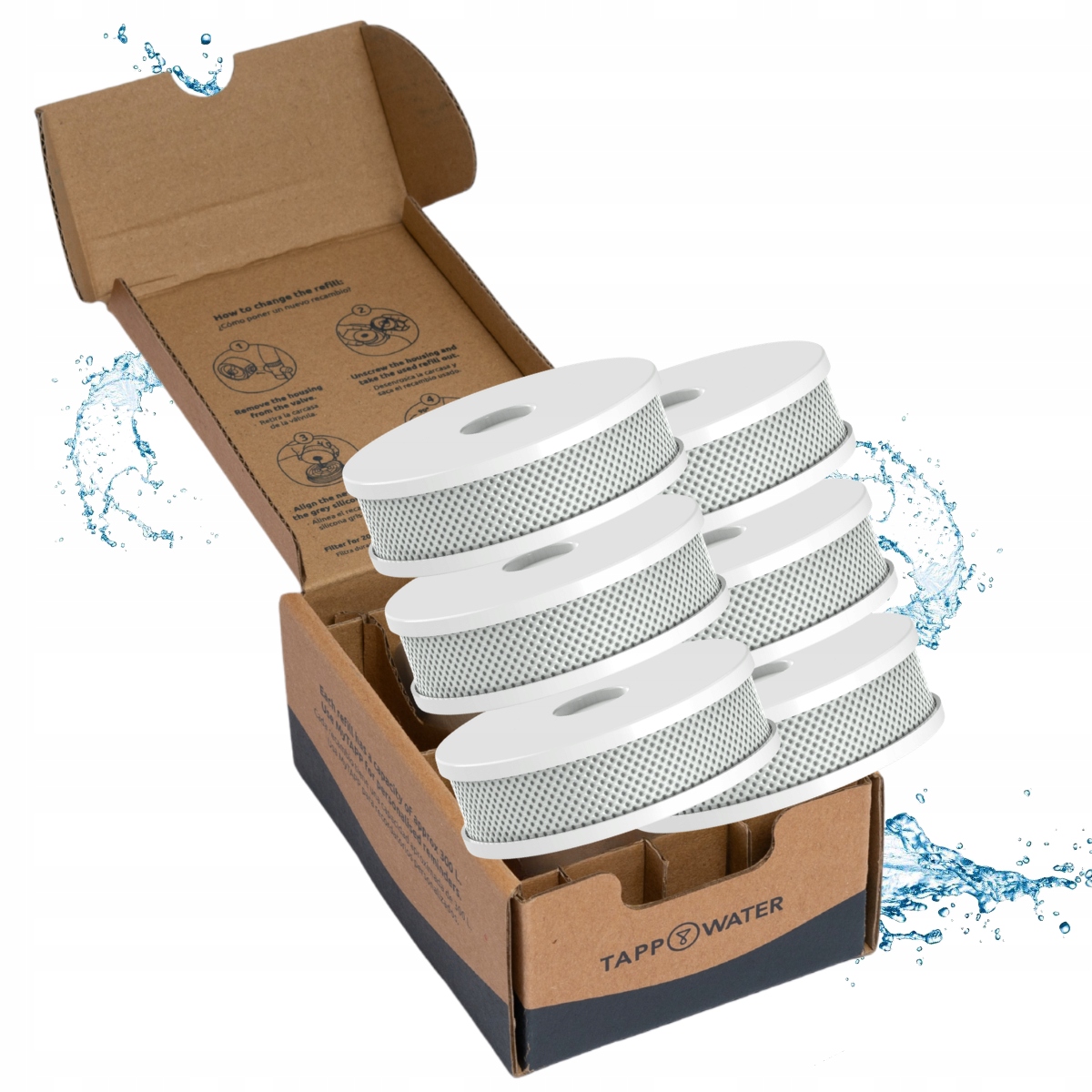 Wymienne wkłady do filtra wody na kran Tappwater EcoPro Compact 6 sztuk