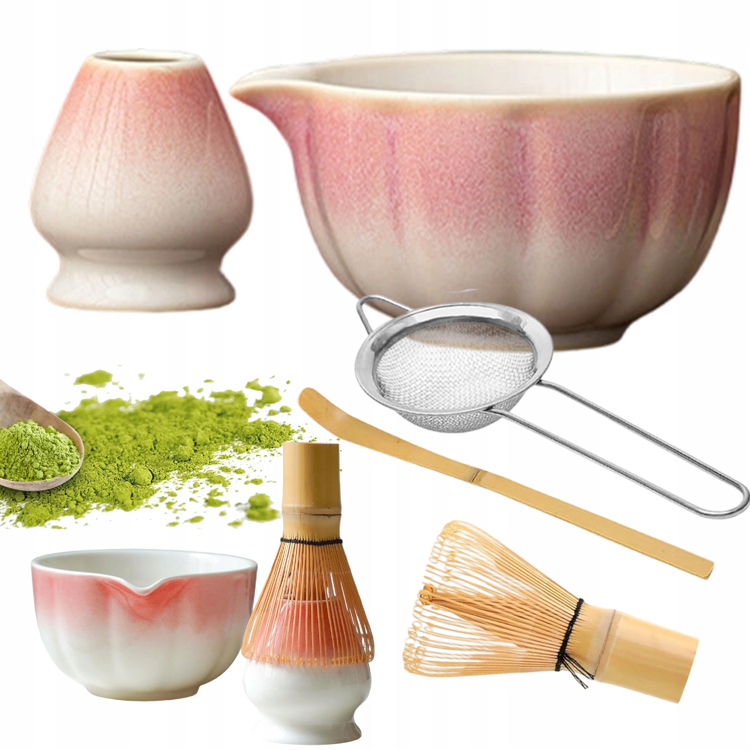 Levně Čajový Set Matcha Keramická Mísa Chasen Lžička A Stojan