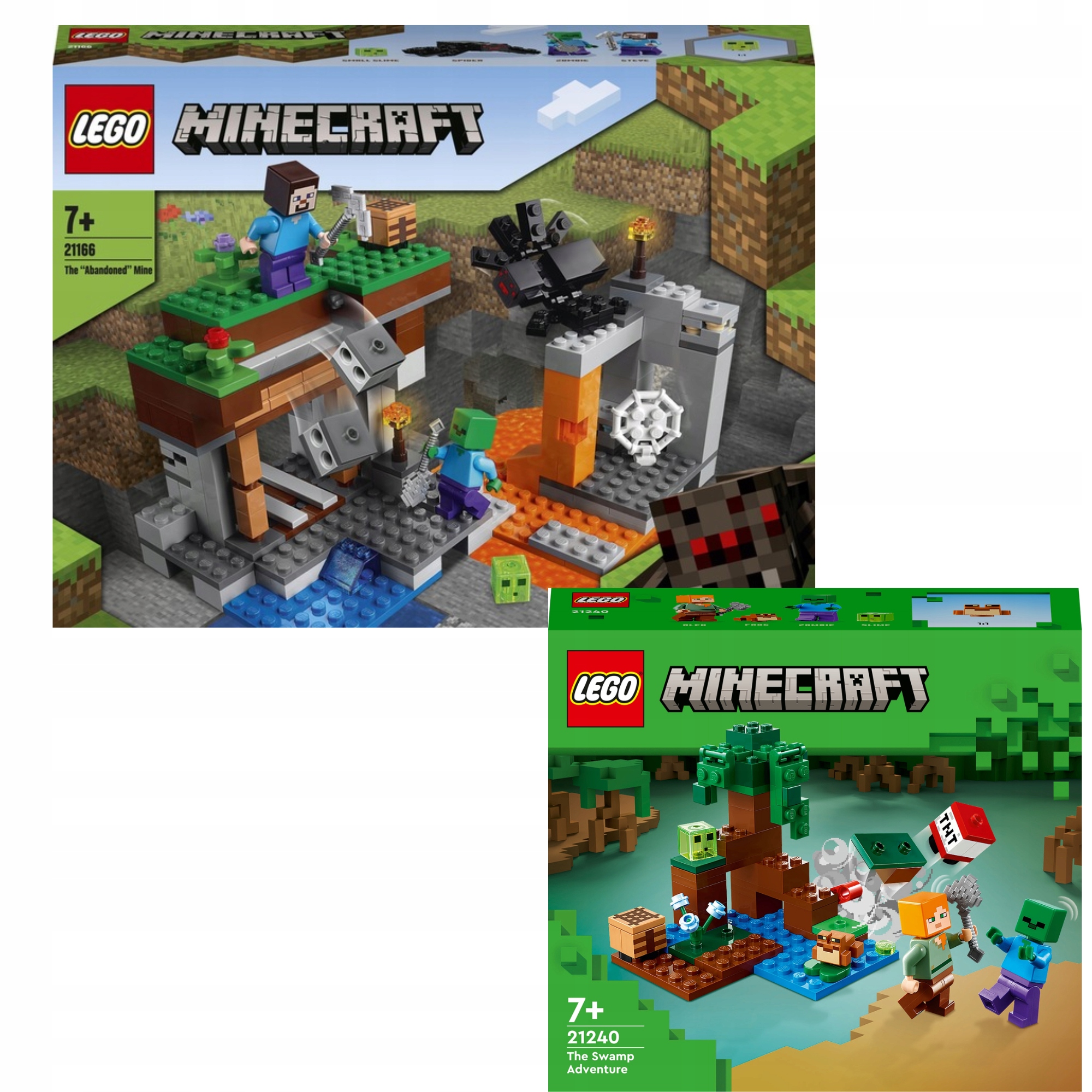 Lego Minecraft 21166 Opuszczona kopalnia 21240 Przygoda na mokradłach