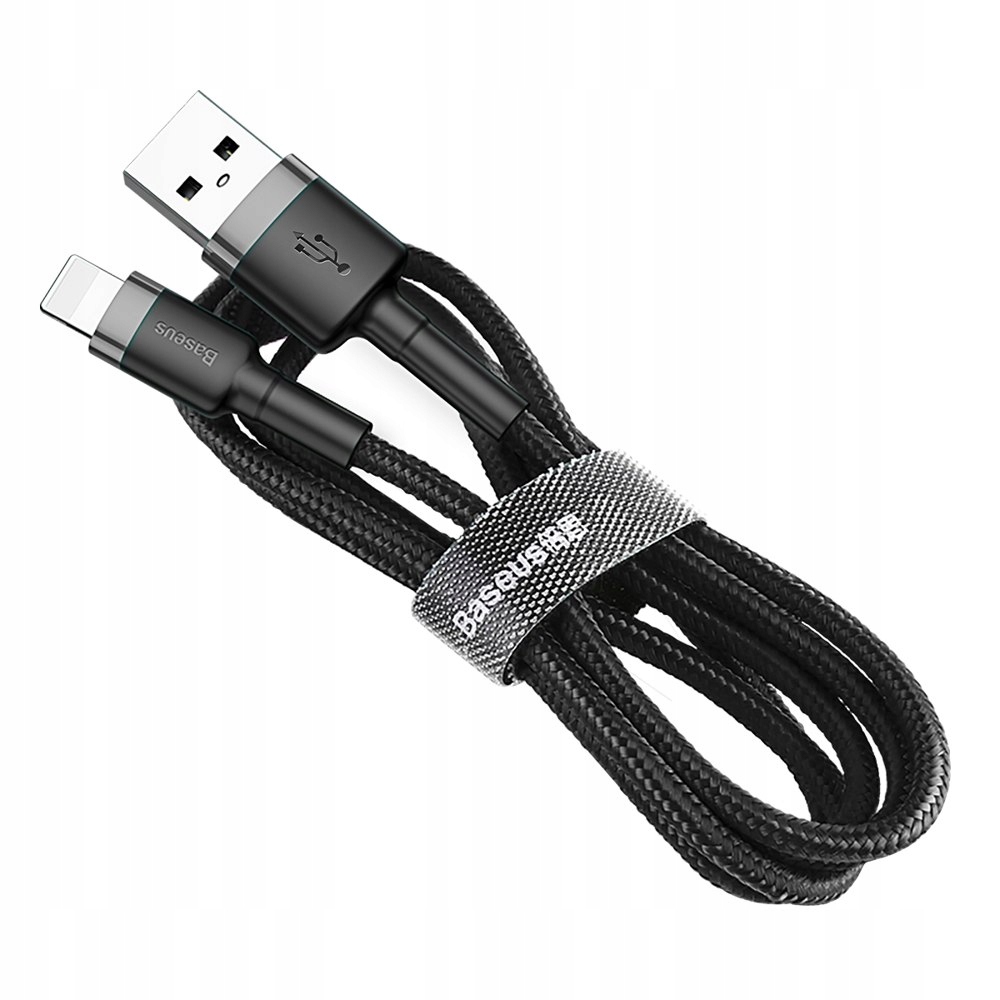 Wytrzymały kabel przewód w oplocie Usb do iPhone Lightning QC3 2m czarny